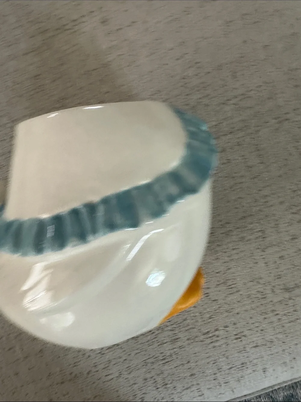 Vintage Ceramic Duck Cookie Jar in White and Blue